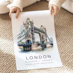 London Art Print, Wall Art, England Poster, Gift, Travel Skyline, Wedding Gift - thumbnail 2