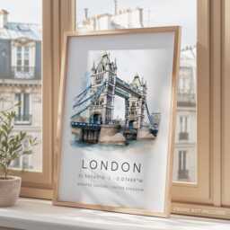 London Art Print, Wall Art, England Poster, Gift, Travel Skyline, Wedding Gift - thumbnail 3