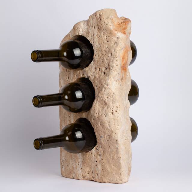 Handmade Travertine Wine Bottle Holder Unique Stone Rack - image 1