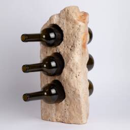 Handmade Travertine Wine Bottle Holder Unique Stone Rack - thumbnail 1