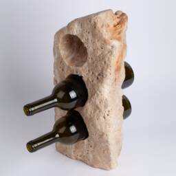 Handmade Travertine Wine Bottle Holder Unique Stone Rack - thumbnail 2