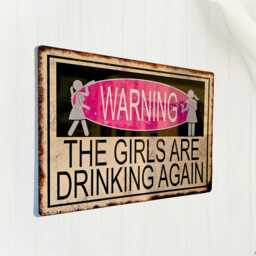 Funny Bar Sign Girls Are Drinking Again Rustic Metal Plaque Wall Art Gift - thumbnail 3