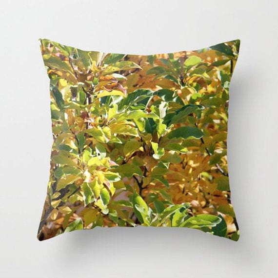Fall Leaves Pillow/Cover - Home D??cor, Interior Design, Yellow, Green, Brown & Orange Pillow, Country Living, Seasonal Accent Cushion - image 1