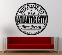 Atlantic City New Jersey Stamp Wall Decal Sticker Vinyl Mural Leaving Bedroom Room Home Decor Free Shipping L347 - thumbnail 1