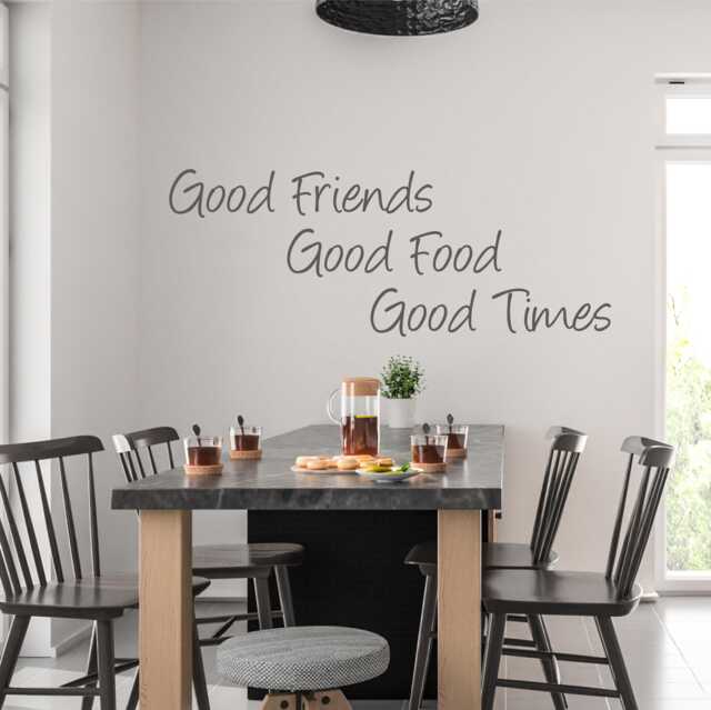 Good Friends, Food, Times Vinyl Wall Decal - Kitchen Dining Decor - image 1