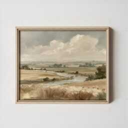 Prairie Cloud Poster, Golden Field Print, Landscape Wall Art, Paper - thumbnail 3