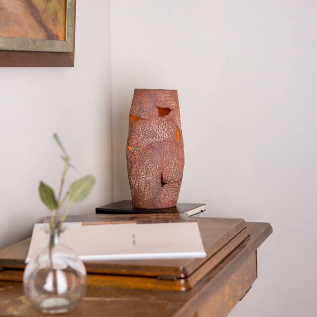 Carya Ceramic Table Lamp Rustic Luminaire, Red Iron 10.5 - image 1