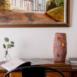 Carya Ceramic Table Lamp Rustic Luminaire, Red Iron 10.5 - thumbnail 2