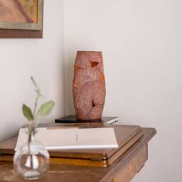 Carya Ceramic Table Lamp Rustic Luminaire, Red Iron 10.5
