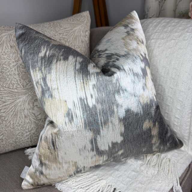 Harlequin Diffuse Handmade Cushion Cover, Woven Jacquard Throw Pillow Cover, Textured Fabric - Ink Copper Double Sided - image 1