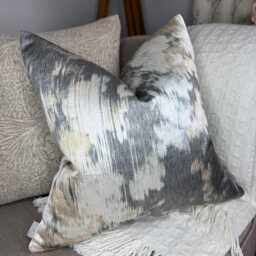 Harlequin Diffuse Handmade Cushion Cover, Woven Jacquard Throw Pillow Cover, Textured Fabric - Ink Copper Double Sided - thumbnail 1