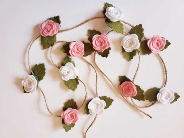 Rose Garland, Felt Flower Floral Nursery Decoration, Wall Hanging, Decor, Room Party Decoration - image 1