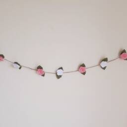 Rose Garland, Felt Flower Floral Nursery Decoration, Wall Hanging, Decor, Room Party Decoration - thumbnail 2