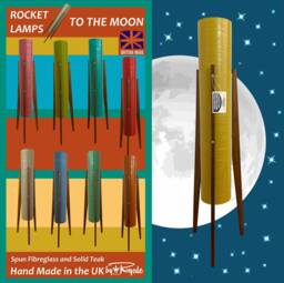 Mellow Yellow Rocket Lamp Handmade Mid Century Modern Teak Floor Lamp - thumbnail 1