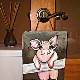 Hand-Painted Pig Slate Wall Decor - Farmhouse Animal Art - thumbnail 2