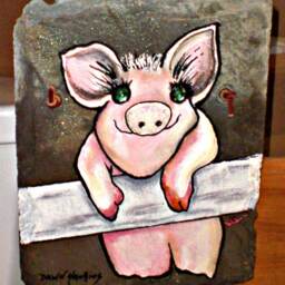 Hand-Painted Pig Slate Wall Decor - Farmhouse Animal Art - thumbnail 3