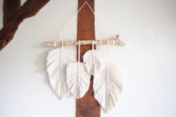 Handmade Macrame Feather, Leaf Wall Hanging. Boho Decor. 4x Feathers