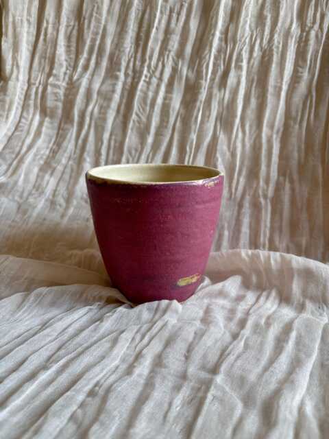 Dark Pink Ceramic Planter, Handmade Glazed Beaker, Speckled Plant Pot, 500Ml Fuscia Vessel, Unique British Gift, Handcrafted Pots - image 1
