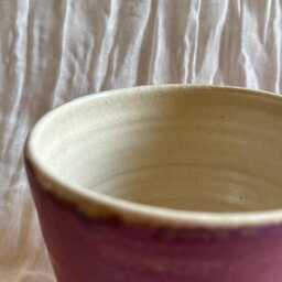Dark Pink Ceramic Planter, Handmade Glazed Beaker, Speckled Plant Pot, 500Ml Fuscia Vessel, Unique British Gift, Handcrafted Pots - thumbnail 3