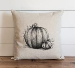 Pumpkin Sketch 20 X Pillow Cover // Fall Autumn Thanksgiving Throw Gift For Her Accent - thumbnail 1