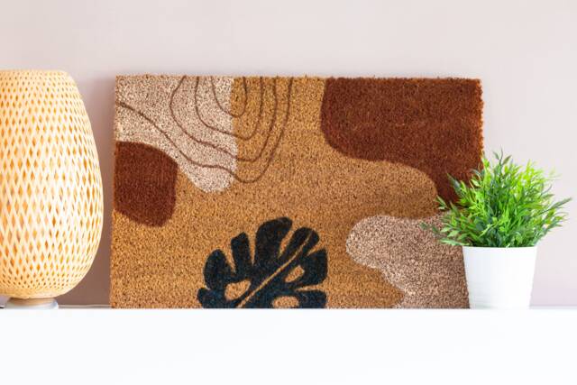 Modern Boho-style Monstera Doormat - image 1