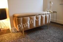 Brand New Mink Plush Velvet Ottoman Panel Storage Box, Made To Order - Bench Plain Lid Footstool Chesterfield Handmade - thumbnail 1