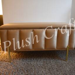 Brand New Mink Plush Velvet Ottoman Panel Storage Box, Made To Order - Bench Plain Lid Footstool Chesterfield Handmade - thumbnail 2