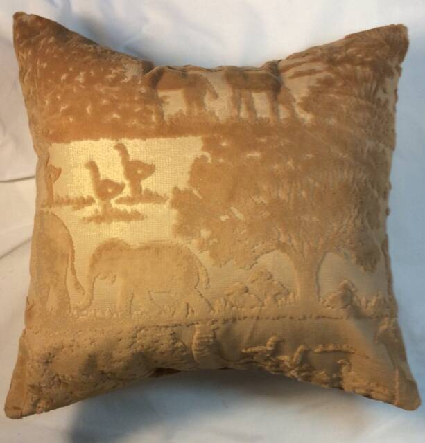 Gold Pillow Cover, Pillow, Animal Velvet Throw Safari Animal Print, Velvet Elephant Gold Pillow - image 1