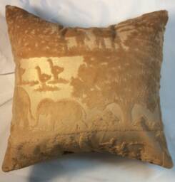 Gold Pillow Cover, Pillow, Animal Velvet Throw Safari Animal Print, Velvet Elephant Gold Pillow - thumbnail 1