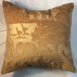 Gold Pillow Cover, Pillow, Animal Velvet Throw Safari Animal Print, Velvet Elephant Gold Pillow - thumbnail 2