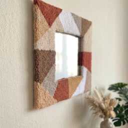 Handmade Punch Needle Mirror, Tufted Boho Wall Decor - 25 cm - thumbnail 2