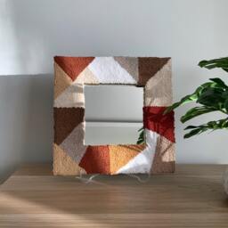 Handmade Punch Needle Mirror, Tufted Boho Wall Decor - 25 cm - thumbnail 3