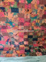 Handmade Kantha Quilt Vintage Boho Patchwork Bedspread - thumbnail 1