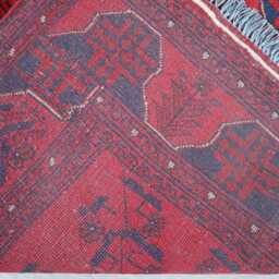 3x5 Red Vintage Afghan Rug - Handmade Wool Tribal Turkmen Bukhara Design Oriental Khal Mohammedi Office, Kitchen, Bedroom - thumbnail 4