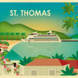 St. Thomas Skyline Print, Wall Art, Travel Us Virgin Island, Caribbean - Style E8-O-St-Thom - thumbnail 2