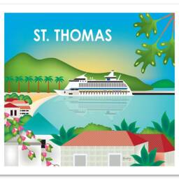 St. Thomas Skyline Print, Wall Art, Travel Us Virgin Island, Caribbean - Style E8-O-St-Thom - thumbnail 3