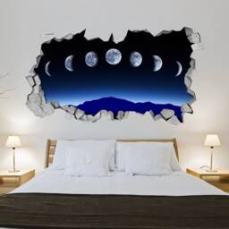 Moon Phases, Wall Art, Kids Bedroom, Decor, Sticker, Decal, 3D Wallpaper, Wall Decals, Decals, Stickers - Sku Moph3Dw - thumbnail 1