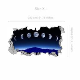 Moon Phases, Wall Art, Kids Bedroom, Decor, Sticker, Decal, 3D Wallpaper, Wall Decals, Decals, Stickers - Sku Moph3Dw - thumbnail 4