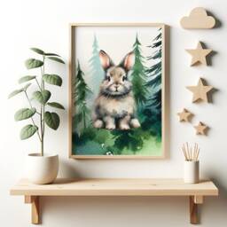 Woodland Nursery Prints - Set Of 3 Animal Posters - Rabbit, Hare, Vole Green Forest Bedroom Decor Outdoor Playroom Wall Art Boys Girls - thumbnail 3