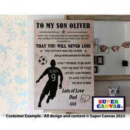 Happy Birthday Son Football Theme Custom Word Art Footballer Picture Wall Framed Canvas Print Teen Gift Present - thumbnail 1