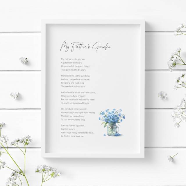 Sympathy Gift - My Father's Garden Print Father Kept A Poem Sorry For Your Loss Condolences Present Unframed - image 1