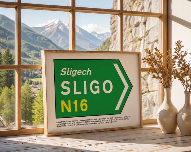 Authentic Sligo Ireland Road Sign Poster Irish Wall Art - image 1