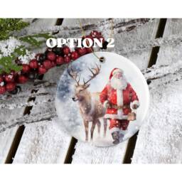 Santa & Rudolph Ceramic Christmas Tree Ornament Personalized Keepsake - thumbnail 2