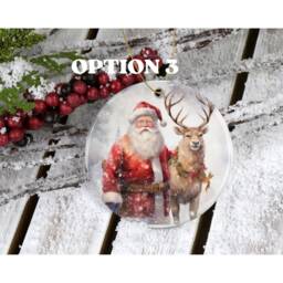Santa & Rudolph Ceramic Christmas Tree Ornament Personalized Keepsake - thumbnail 3