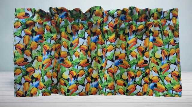 Kitchen Valance - Colorful Toucan Tropical Jungle Birds Farmhouse Country Curtain - image 1