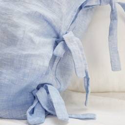 Linen Pillowcase With Ribbon Bow Ties - Sky Blue New Home Owners Gift - thumbnail 2