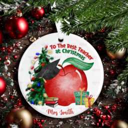 Personalised Christmas Decoration - Best Teacher Gift Custom Bauble Stocking Filler Eve Box