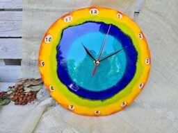 Colorful Ceramic Wall Clock - Handmade Rainbow Art Clock, Modern Home Decor