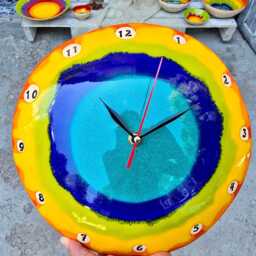 Colorful Ceramic Wall Clock - Handmade Rainbow Art Clock, Modern Home Decor - thumbnail 4