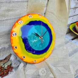 Colorful Ceramic Wall Clock - Handmade Rainbow Art Clock, Modern Home Decor - thumbnail 2